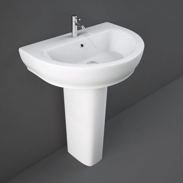 Rak Moon Wash Basin With Full Pedestal - 800mm Wide - Alpine White