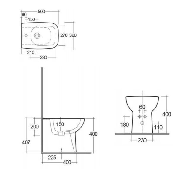 RAK Origin Back To Wall Bidet - White - Image 3
