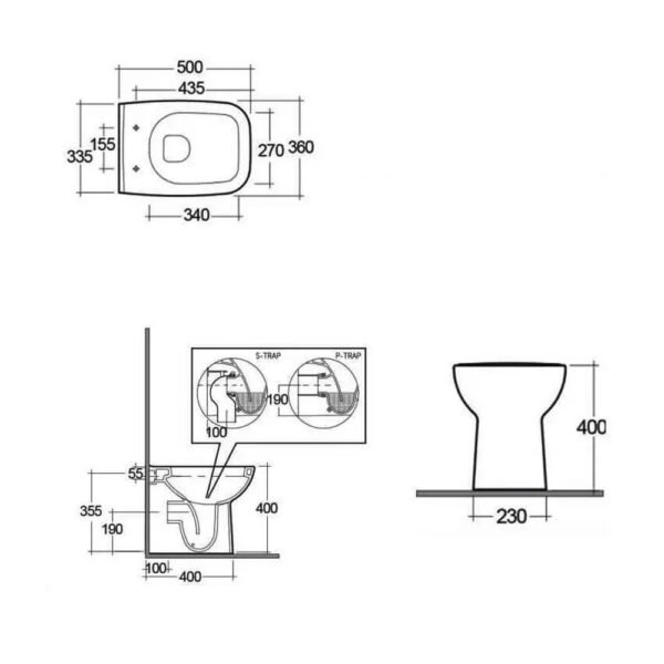 RAK Origin Back To Wall Toilet With Seat - White - Image 5