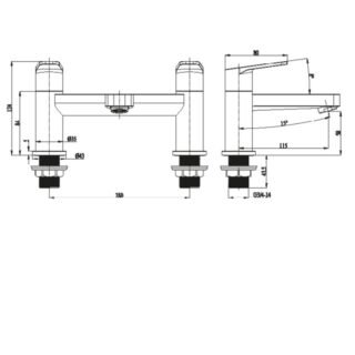 RAK Origin 62 Bath Filler Tap - 2 TH - Chrome - Image 2