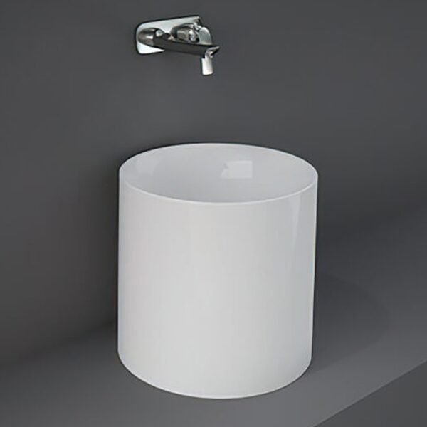 Rak Petit Round Countertop Basin - 340mm Wide - Alpine White - No TH