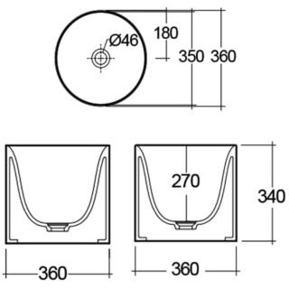 Rak Petit Round Countertop Basin - 340mm Wide - Alpine White - No TH - Image 3