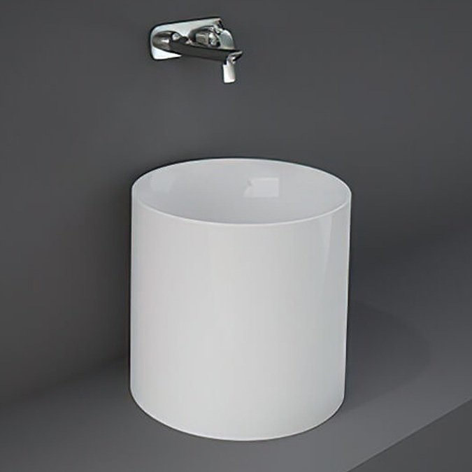 Rak Petit Round Countertop Basin - 340mm Wide - Alpine White - No TH