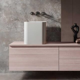 Rak Petit Square Countertop Basin - 340mm Wide - Alpine White - No TH - Image 2