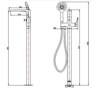RAK Petit Round Freestanding Bath Shower Mixer Tap - Image 2