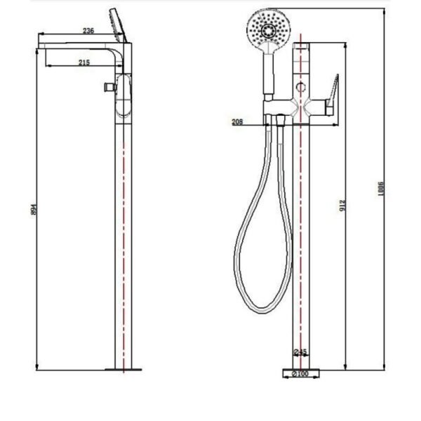 RAK Petit Round Freestanding Bath Shower Mixer Tap - Image 2