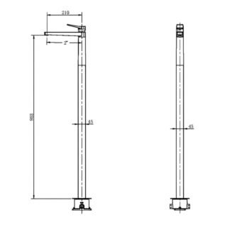 RAK Petit Square Freestanding Basin Mixer Tap - Image 2