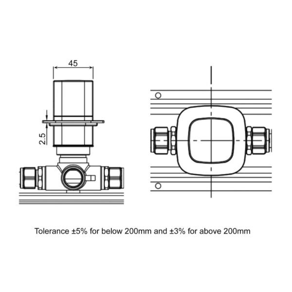 RAK Petit Square 2 Outlet Concealed Shower Valve - Image 2