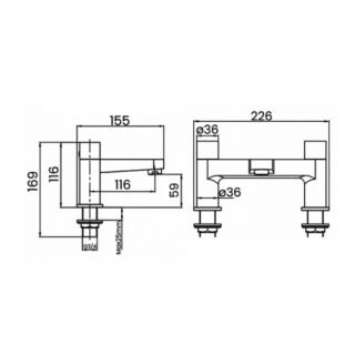 RAK Petit Round Bath Filler Tap - 2 TH - Image 2