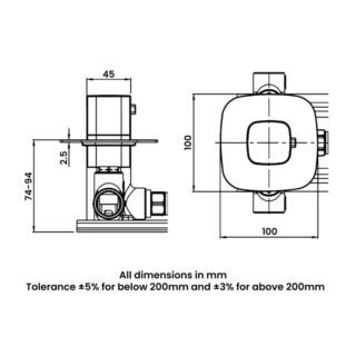 RAK Petit Square 1 Outlet Thermostatic Concealed Shower Valve - Image 2