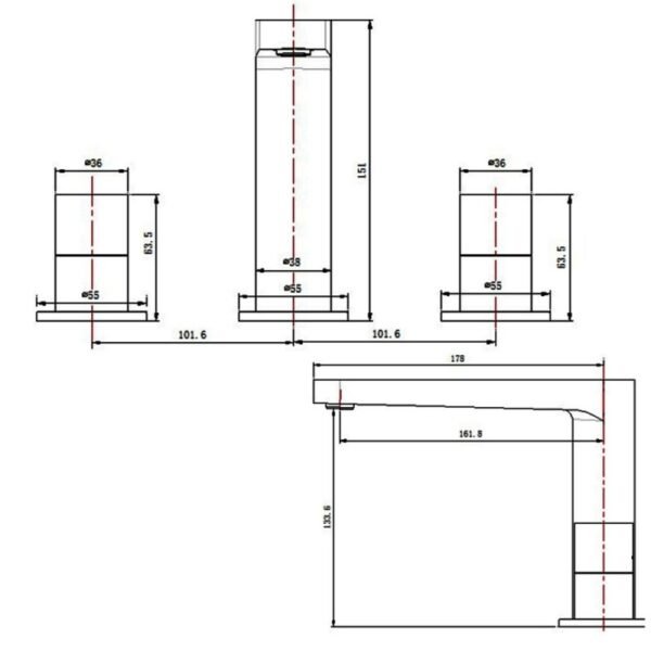 RAK Petit Round Deck Mounted Basin Mixer Tap - 3 TH - Image 2