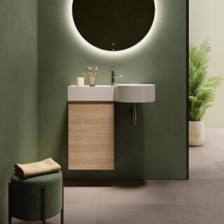 Rak Petit Round Ledge Wall Hung Wash Basin - Alpine White - No TH - Image 2