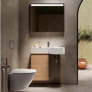 Rak Petit Round Ledge Wall Hung Wash Basin - Alpine White - No TH - Image 3