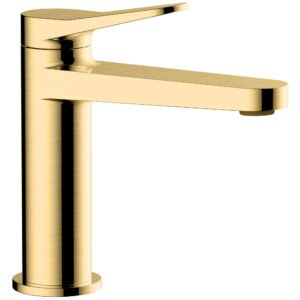 RAK Petit Round Standard Basin Mixer Tap – 1 TH - Brushed Gold