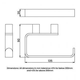 RAK Petit Round Toilet Roll Holder - 135mm Wide - Image 2