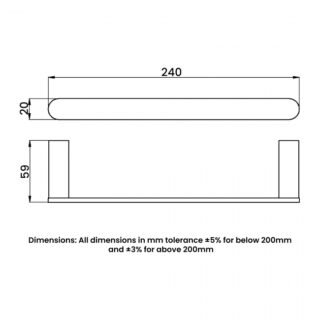 RAK Petit Round Single Towel Rail - 240mm Wide - Image 2