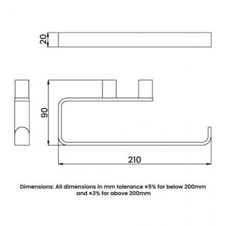 RAK Petit Round Single Towel Rail - 210mm Wide - Image 2