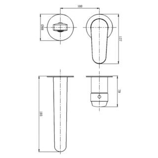 RAK Petit Round Wall Mounted Basin Mixer Tap - 2 TH - Image 2
