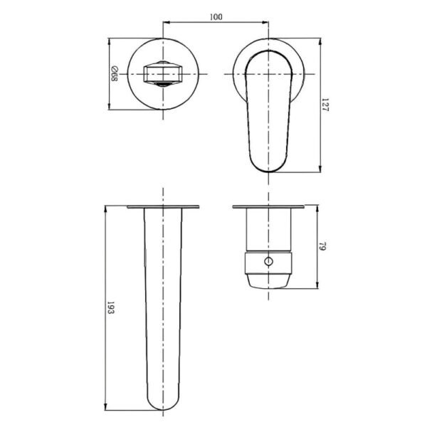 RAK Petit Round Wall Mounted Basin Mixer Tap - 2 TH - Image 2