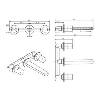 RAK Petit Round Wall Mounted Basin Mixer Tap - 3 TH - Image 2