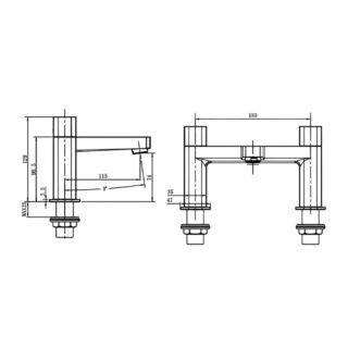 RAK Petit Square Bath Filler Tap - 2 TH - Image 2