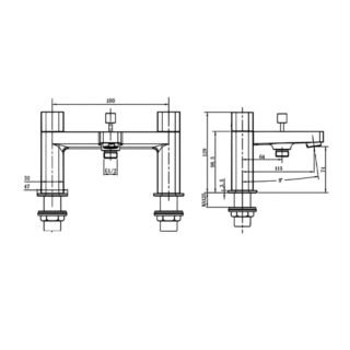 RAK Petit Square Bath Shower Mixer Tap - 2 TH - Image 2