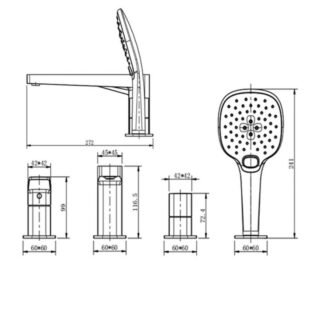 RAK Petit Square Bath Shower Mixer Tap - 4 TH - Image 2