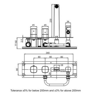 Rak Petit 2 Outlet Square Thermostatic Concealed Bath Shower Mixer - Image 2