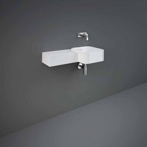 Rak Petit Square Ledge Wall Hung Basin - Alpine White - No TH