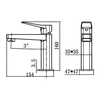 RAK Petit Square Standard Basin Mixer Tap - 1 TH - Image 2
