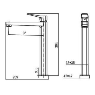 RAK Petit Square Tall Basin Mixer Tap - 1 TH - Image 2