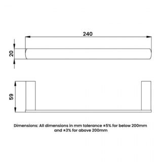 RAK Petit Square Single Towel Rail - 240mm Wide - Image 2