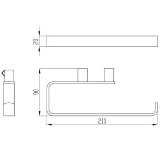 RAK Petit Square Single Towel Rail - 210mm Wide - Image 2