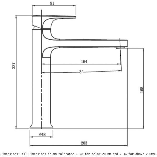 RAK Portofino Mini Tall Basin Mixer Tap - 1 TH - Image 2