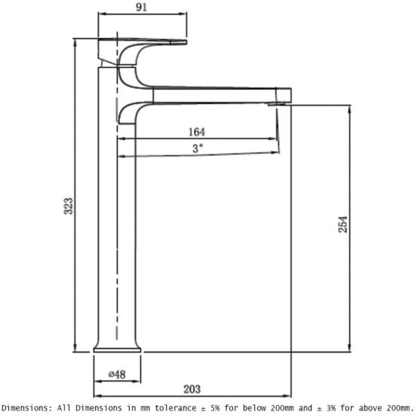 RAK Portofino Tall Basin Mixer Tap - 1 TH - Image 2