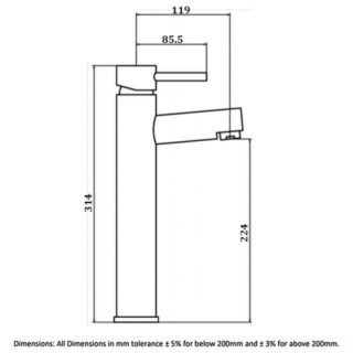 RAK Prima Tall Basin Mixer Tap - 1 TH - Chrome - Image 2