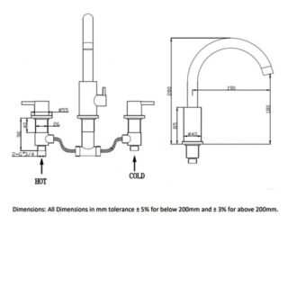 RAK Prima-Tech Bath Filler Tap - 3 TH - Chrome - Image 2