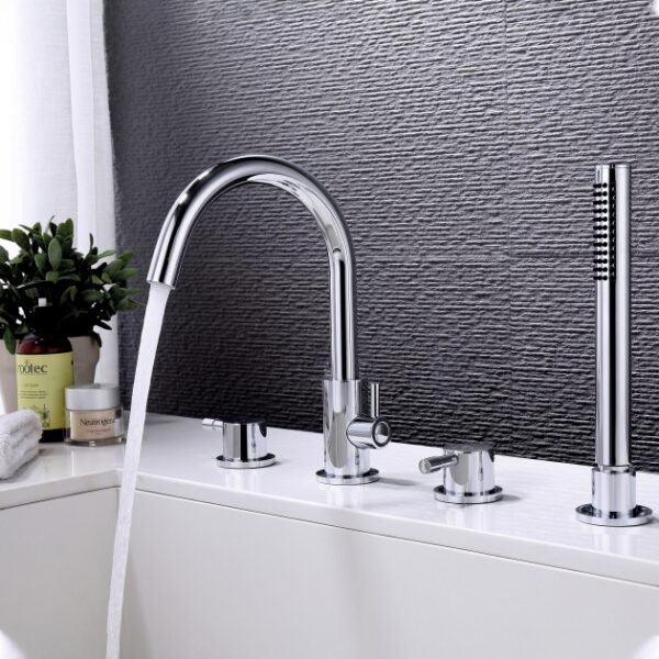 RAK Prima-Tech Bath Shower Mixer Tap - 4 TH - Chrome - Image 2