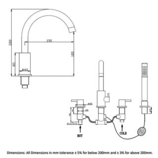 RAK Prima-Tech Bath Shower Mixer Tap - 4 TH - Chrome - Image 3