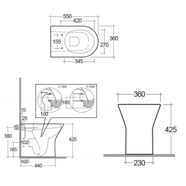 RAK Resort Comfort Height Back to Wall Rimless Toilet With Seat - White - Image 5