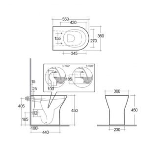 RAK Resort Extended Height Back to Wall Rimless Toilet With Seat - White - Image 5