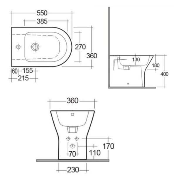 RAK Resort Back To Wall Bidet - White - Image 2