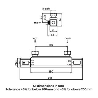 RAK Resort Thermostatic Exposed Shower Valve - Chrome - Image 2