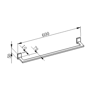 RAK Resort Towel Rail - 600mm Wide - Chrome - Image 2