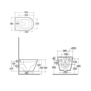 Rak Resort Rimless Wall Hung Toilet Hidden Fixations With Seat - White - Image 4