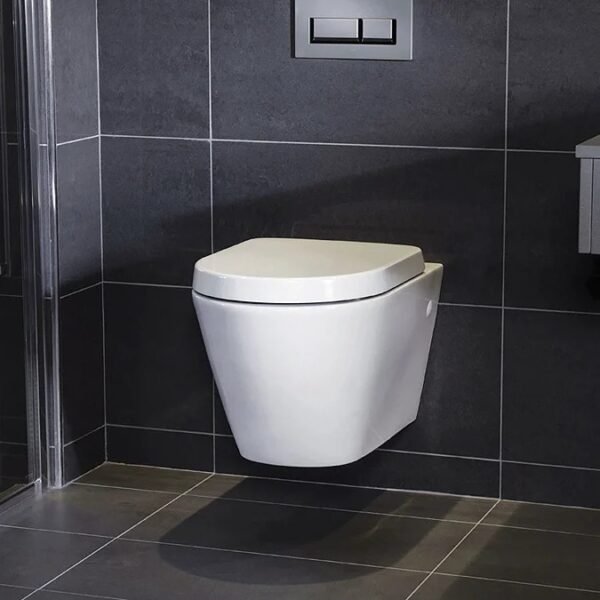 Rak Resort Rimless Wall Hung Toilet With Seat - White - Image 5