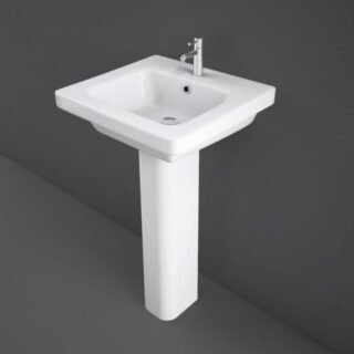 Rak Resort Wash Basin With Full Pedestal - Alpine White - Image 2