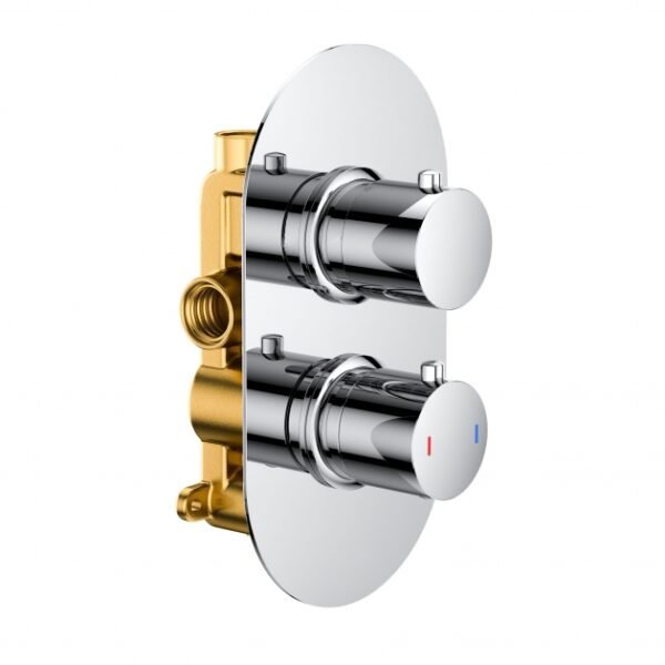 Rak 1 Outlet 2 Handle Round Thermostatic Concealed Shower Valve - Chrome