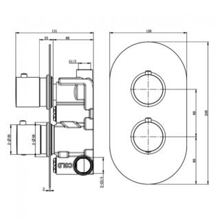 Rak 1 Outlet 2 Handle Round Thermostatic Concealed Shower Valve - Chrome - Image 2