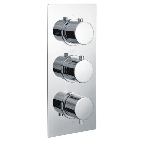 Rak 3 Outlet 3 Handle Round Thermostatic Concealed Shower Valve - Chrome